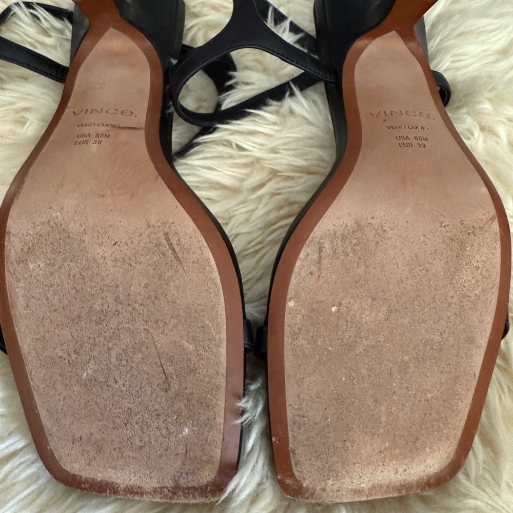 Vince Black Sandals Sleek Design Comfortable Fit - Picture 10 of 11